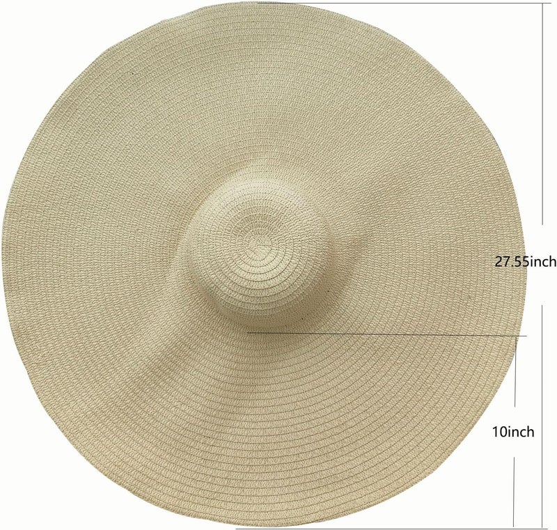 Tinkeep Oversized Beach Straw Hats for Women Extra Large Wide Brim Beach Hat Foldable Roll up Floppy Sun Hat - Image 2